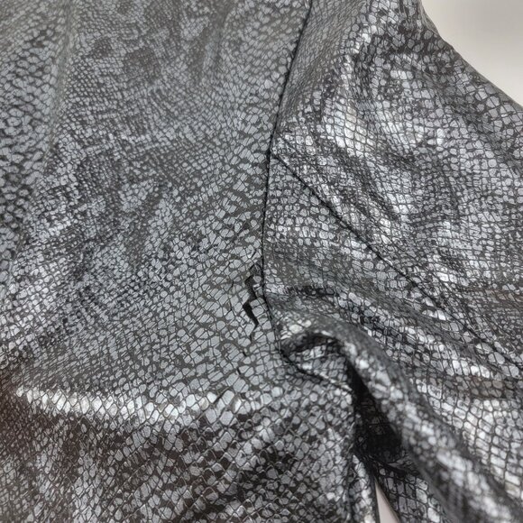 Vintage Y2K Club Kids Metallic Snake Print Moto Jacket & Skirt Set Silver Black - Picture 15 of 16